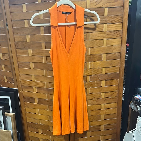 Zara Vibrant Orange V-Neck Mini Tennis Dress - Picture 4 of 4